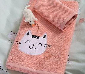 Σετ Παιδικές Πετσέτες Cat&#039;S Game Appricot (30x50)+(70x140) - Nef Nef
