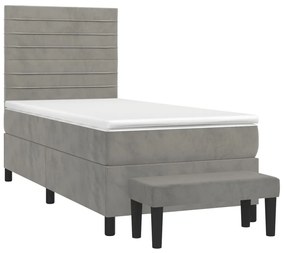 ΚΡΕΒΑΤΙ BOXSPRING ΜΕ ΣΤΡΩΜΑ ΑΝΟΙΧΤΟ ΓΚΡΙ 100X200 ΕΚ. ΒΕΛΟΥΔΙΝΟ 3137887