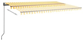 vidaXL Τέντα Αυτόματη με LED & Αισθ. Ανέμου Κίτρινο/Λευκό 500x300 εκ.