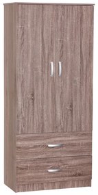 Intrahome Ντουλάπα ρούχων δίφυλλη Zelia Intrahome με 2 συρτάρια χρώμα καρυδί 79x42x180εκ | SKU: INTRAPA-350111169