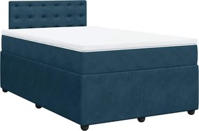 vidaXL Κρεβάτι Boxspring με Στρώμα Μπλε 120x190 εκ. Βελούδινο