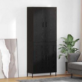 Highboard Μαύρη Οξυά 69,5 x 34 x 180 εκ. Επεξεργασμένο ξύλο