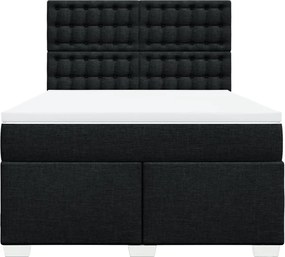 vidaXL Κρεβάτι Boxspring με Στρώμα Μαύρο 160x200 εκ. Υφασμάτινο