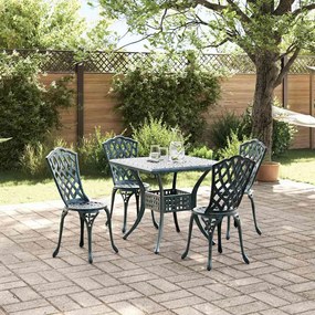 vidaXL Σερβίτσιο τραπεζιού κήπου 5 pcs Πράσινο Χυτό αλουμίνιο