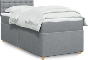 vidaXL Κρεβάτι Boxspring με Στρώμα Ανοιχτό Γκρι 100x200 εκ. Υφασμάτινο