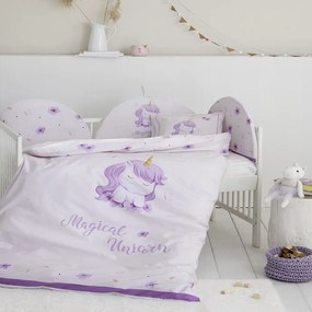 Σεντόνια Βρεφικά Magical Unicorn (Σετ 3τμχ) Lila Nima Κούνιας 120x170cm 100% Βαμβάκι
