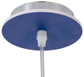 GloboStar® UFO 61581 Μοντέρνο Παιδικό Κρεμαστό Φωτιστικό Οροφής Μονόφωτο 1 x E27 Κίτρινο &amp; Μπλε PVC Φιγούρα Διαστημόπλοιο-Ούφο Φ58 x Υ24cm