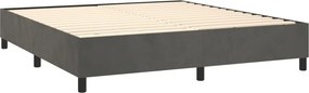 vidaXL Κρεβάτι Boxspring με Στρώμα Σκούρο Γκρι 180x200 εκ. Βελούδινο