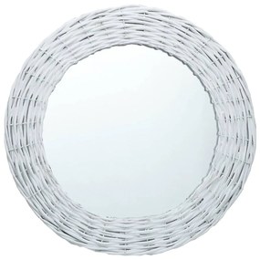 vidaXL Καθρέφτης Λευκός 50 εκ. από Wicker