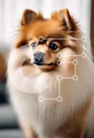 Intra Συλλεκτικό Ξύλινο Παζλ Plywood  4mm - Χνουδωτό σκυλί Pomeranian σε εσωτερικό περιβάλλον Σε Ξύλινο Κουτί - Διαστάσεις: 10x10 cm – 25 κομμάτια