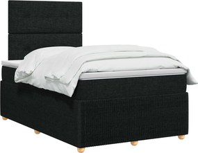 vidaXL Κρεβάτι box spring με στρώμα Μαύρο 120 x 190 cm Ύφασμα