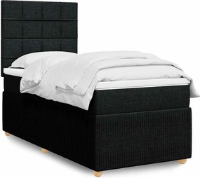 vidaXL Κρεβάτι Boxspring με Στρώμα Μαύρο 80 x 200 εκ. Υφασμάτινο