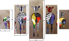 ΠΙΝΑΚΑΣ ΠΕΝΤΑΠΤΥΧΟ MDF COLORFUL ZEBRAS 82Χ56x3 HM7207.03