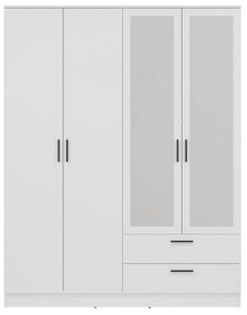 Ντουλάπα Orlando 223, Άσπρο, 205x160x52cm, 134 kg, Πόρτες ντουλάπας: Με μεντεσέδες | Epipla1.gr