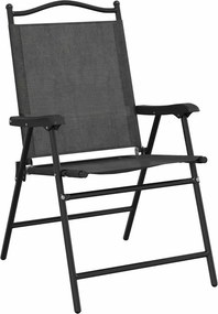 vidaXL Πτυσσόμενες καρέκλες 2 τεμ. Melange Grey Steel και Textilene