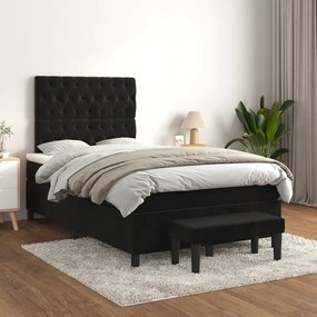 Κρεβάτι Boxspring με Στρώμα Μαύρο 120 x 200 εκ. Βελούδινο