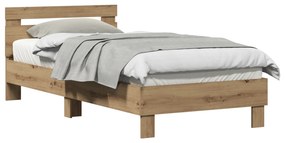 vidaXL Κρεβάτι από Τεχνητό Δρυς 90x200 cm φτιαγμένο από επεξεργασμένο ξύλο.