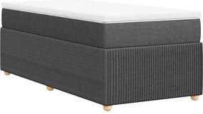 vidaXL Κρεβάτι Boxspring με Στρώμα Σκούρο Γκρι 90x190 εκ. Υφασμάτινο