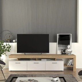 Έπιπλο τηλεόρασης Acnes λευκό-sapphire oak 220x40x52εκ