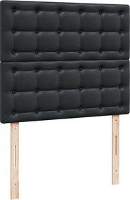 vidaXL Κρεβάτι Boxspring με Στρώμα Μαύρο 120x190εκ.από Συνθετικό Δέρμα
