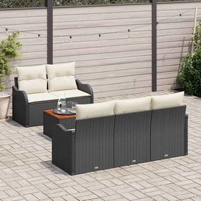 vidaXL Σετ Καναπέ Κήπου με μαξιλάρι 6 pcs Μαύρο, Κρέμα 55 x 55 x 37 εκ