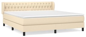 vidaXL Κρεβάτι Boxspring με Στρώμα Κρεμ 180x200 εκ. Υφασμάτινο