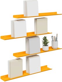 vidaXL Πλωτό ράφι 4 pcs Χαμομηλί κίτρινο 60 x 8,5 x 2,5 εκ Ατσάλι