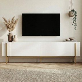 Έπιπλο Τηλεόρασης Λευκό / Χρυσό GROVAN 180x30x45