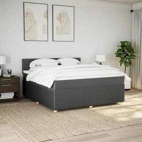 vidaXL Κρεβάτι Boxspring με Στρώμα Σκούρο Γκρι 180x200 εκ Υφασμάτιν