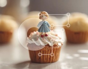 Intra Συλλεκτικό Ξύλινο Παζλ Plywood  4mm - Cupcake με ειδώλιο κοριτσιού Σε Ξύλινο Κουτί - Διαστάσεις: 10x10 cm – 25 κομμάτια