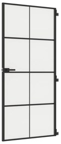 vidaXL Εσωτερική Πόρτα Μαύρη 93 x 201,5 εκ. Ψημένο Γυαλί & Αλουμίνιο