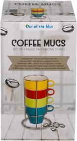 Σετ κούπες από πορσελάνη σε 4 χρώματα 9x8εκ.