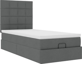 vidaXL Οθωμανικό κρεβάτι με στρώμα σκούρο γκρι 90x190cm ύφασμα