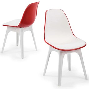 Καρέκλα Eos (Σετ 2Τμχ) 532TLA1103 46x43x78cm White-Red Πολυπροπυλένιο