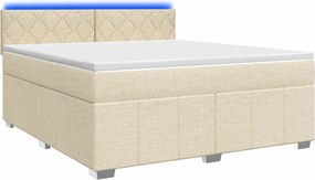 vidaXL Κρεβάτι box spring με στρώμα Κρεμ 160 x 200 cm Ύφασμα