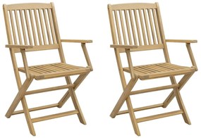 vidaXL Καρέκλες Κήπου Πτυσσόμενες 2 τεμ 58x54,5x90 εκ. Μασίφ Ακακία