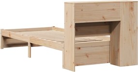vidaXL Κρεβάτι Βιβλιοθήκη Χωρίς Στρώμα 75x190 εκ Μασίφ Ξύλο Πεύκο