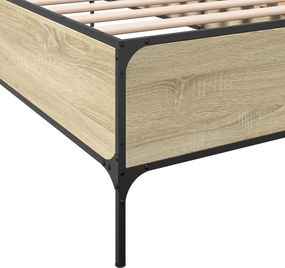vidaXL Πλαίσιο Κρεβατιού Sonoma Δρυς 100x200 εκ. Επεξ. Ξύλο &amp; Μέταλλο