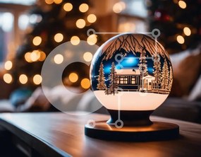 Intra Συλλεκτικό Ξύλινο Παζλ Plywood 4mm - Snow Globe με περίπλοκα σπίτια και δέντρα Σε Ξύλινο Κουτί - Διαστάσεις Puzzle: 10x10 cm – 25 κομμάτια