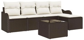 vidaXL Σετ Καναπέ Κήπου με μαξιλάρι 6 pcs Καφέ Πολυ ράταν