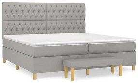 vidaXL Κρεβάτι Boxspring με Στρώμα Ανοιχτό Γκρι 200x200 εκ. Υφασμάτινο