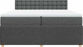 vidaXL Κρεβάτι Boxspring με Στρώμα Σκούρο Γκρι 200x200 εκ. Υφασμάτινο