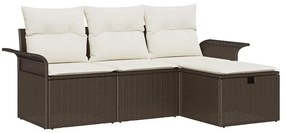 vidaXL Σετ Καναπέ Κήπου 4 pcs Καφέ και κρεμ 196 x 117 x 85 εκ.