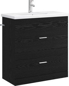 vidaXL Σετ Επίπλων Μπάνιου Μαύρη Δρυς 81 x 40 x 84,5 εκ