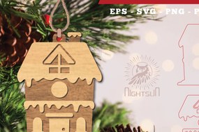 Σετ των 3 Intra απο ξύλο plywood 3mm-4mm πάχος Χριστουγεννιάτικο στολίδι με λέιζερ για το σπίτι 4 Δίασταση 8x8 cm INTRAFABR-112848224