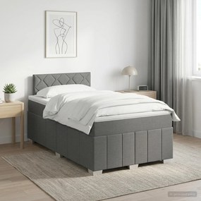 VidaXL Κρεβάτι box spring με στρώμα Σκούρο Γκρι 120 x 190 cm Ύφασμα
