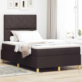 vidaXL Κρεβάτι Σπλήνας με Στρώμα Σκούρο Καφέ 120x200 εκ. Ύφασμα