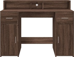 vidaXL Γραφείο με LED Καφέ δρυς 120x55x91 εκ. Επεξεργ. Ξύλο