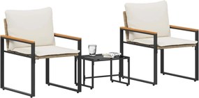 vidaXL Σύνολα επίπλων με μαξιλάρι 3 pcs Μπεζ και Κρέμ Ρατάν