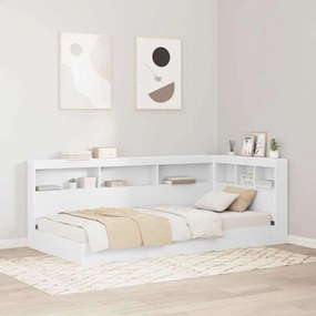 vidaXL Κρεβάτι Βιβλιοθήκη Λευκό 75x190 εκ, Ξύλο Κατασκευασμένο